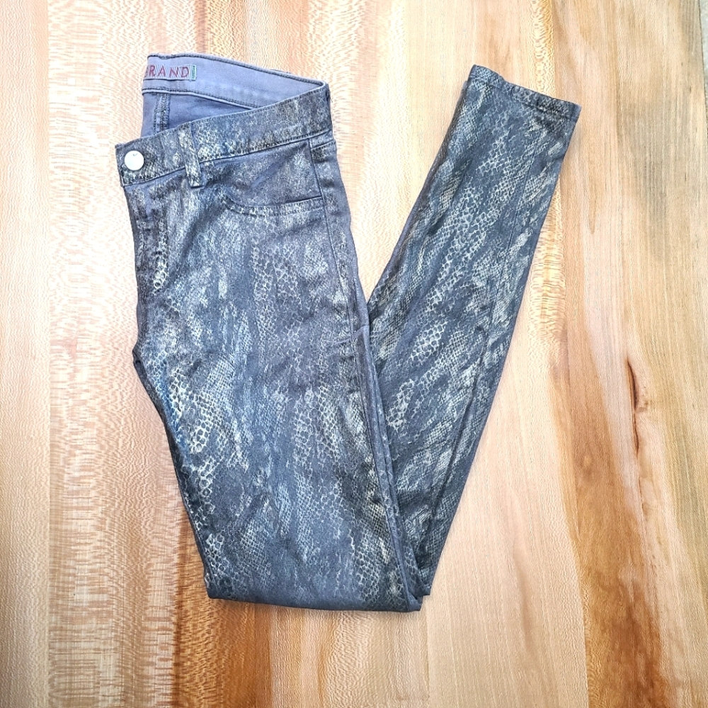 J Brand Size 27 Coated Metalic Snake Skin Pant